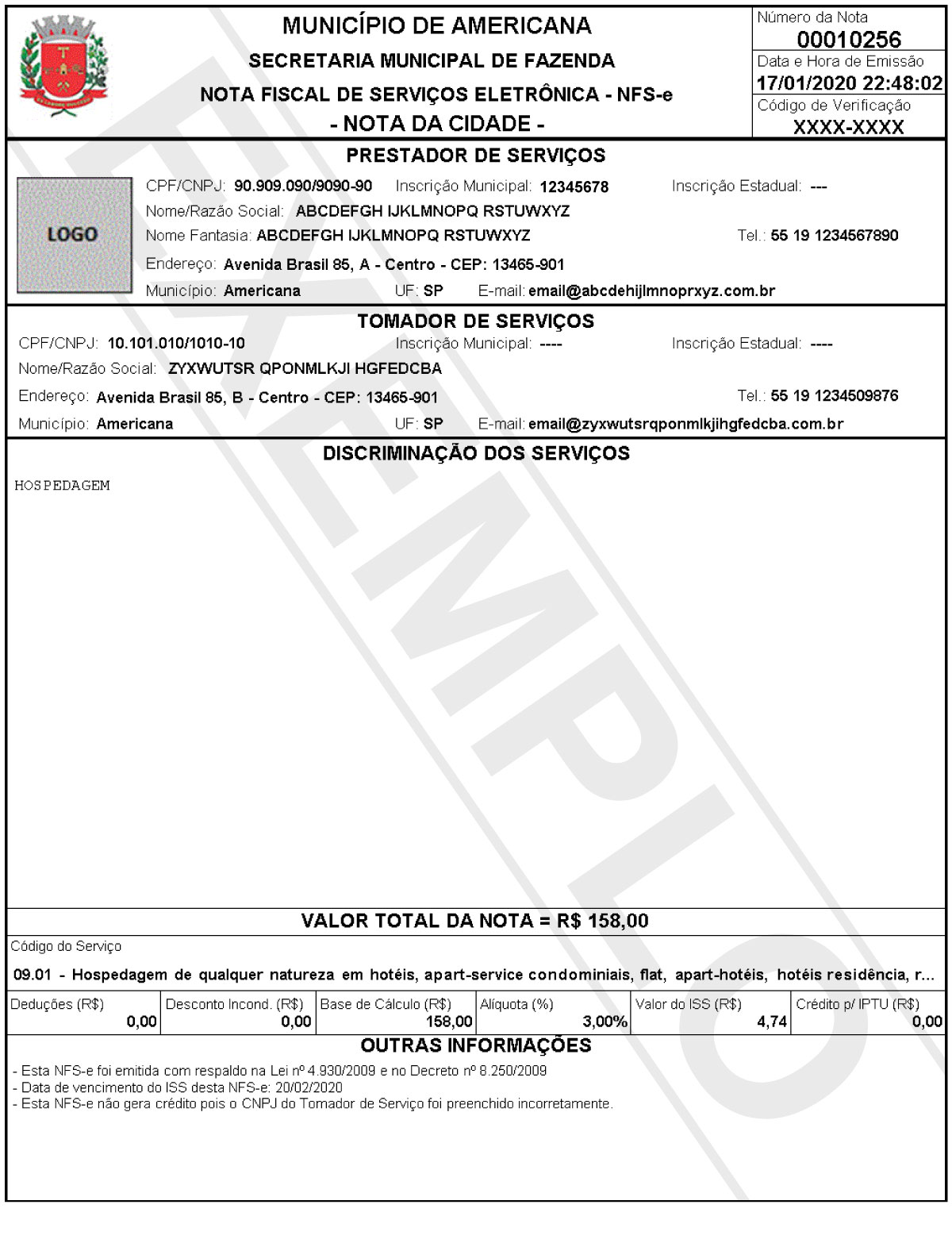 Nota Fiscal de Serviço Eletrônica - NFS-e - Nota Fiscal de Serviço  Eletrônica - NFS-e